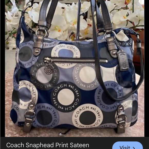 Coach F17582 Alexandra Blue Sateen Snaphead Print 3 Way Shoulder Bag. - Picture 4 of 9